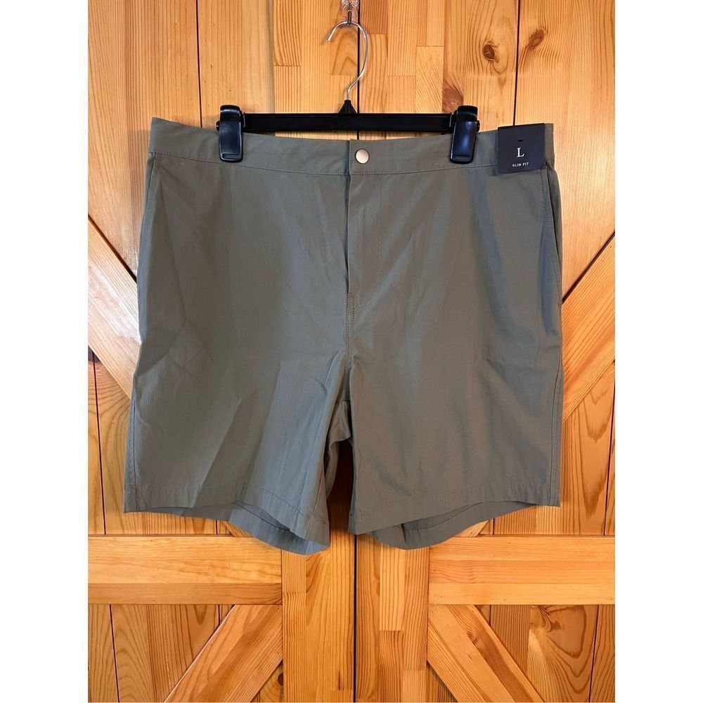 Treasure & Bond Slim Fit Cotton Nylon Drawstring Elastic Waist Shorts  Large Gre